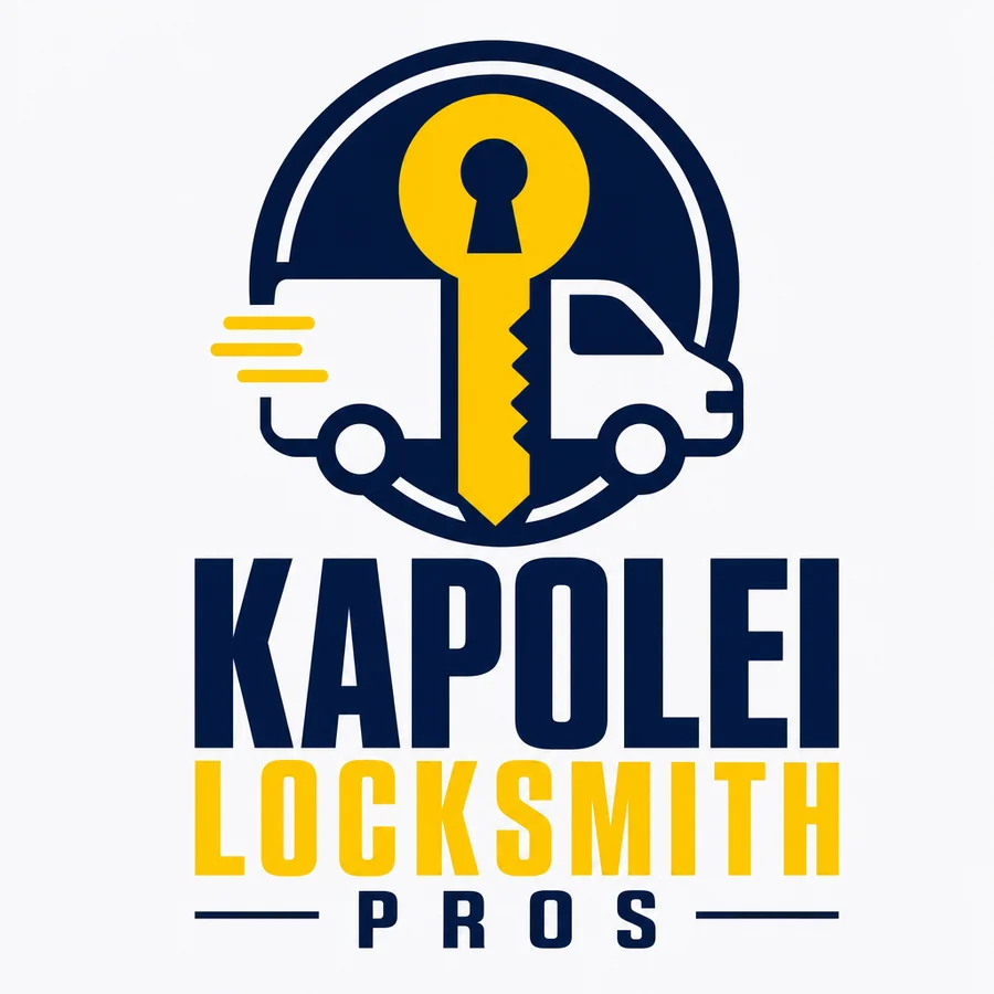 Kapolei Locksmith Pros logo: a yellow key over a white service van inside a navy circle, above the company name
